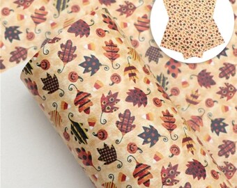 LITCHI Roll Boho Fall Leaf  faux leather Vegan synthetic craft fabric 12 x 55" Felt backing easy to cut full Halloween