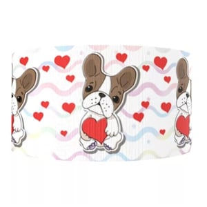 1,5"(1 yard) dier hond Franse Bulldog Frenchie Frenchy Heart Love Valentijnsdag bedrukt grosgrain lint knutsellint