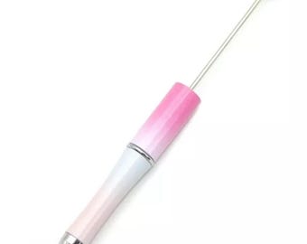 5 pack Beadable pen, pink white ombre gradient black ink plastic and metal composition for silicone focals and beads trendy