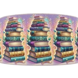 Cinta de grosgrain bordada de 3 pulgadas (1 yarda) para manualidades, libros apilados, libros, lectura, escuela, biblioteca, regreso a clases