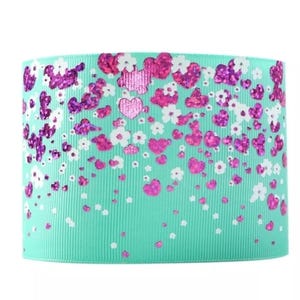3 po. (1 yard) Ruban gros-grain printanier, coeur, fleur floral, jardin, brodé chic, ruban artisanal, ruban gros-grain