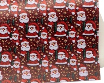SMOOTH roll faux leather Christmas Santa Vegan synthetic craft fabric 12"x 55" Felt backing, easy to cut, full roll wholesale