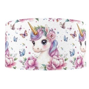 3"(1 yard) Einhorn Fantasie Garten Wildblumen bedrucktes Ripsband Basteln Band Schüttgut Schmetterling Rose