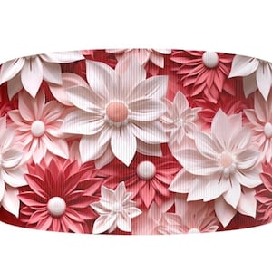 1,5 "(1 Yard) tiefes 3D Ripsband in Stickoptik mit rosa Blumen bedrucktem Ripsband