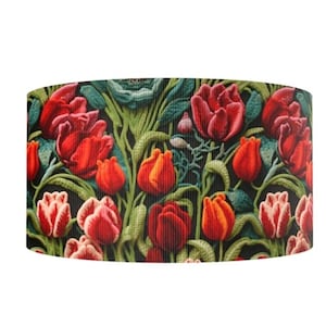 1,5 "(1 Yard) Tulpen Garten Blume Ripsband bedrucktes Ripsband Bastelband geometrisch abstrakt 3D gestickt look