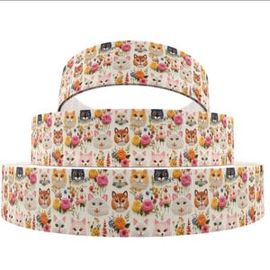 2,5 cm (1 yard) chat chaton minou look 3D adoption animal de compagnie ruban gros-grain imprimé ruban de création ruban pour cheveux