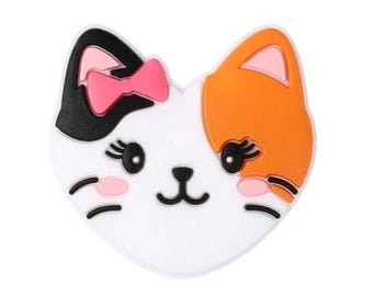 5 pack Cat bow calico food grade, for beadable pens, keychains, paci clips and other bead crafts.