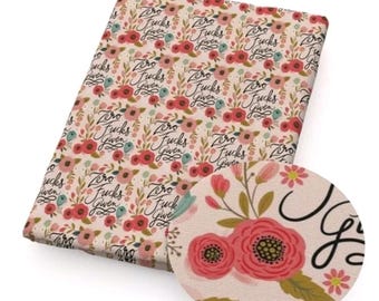 FABRIC Adult bad language swear words 18"x55" Vegan 95/5% Polyester Cotton Sewing Craft material HALF YARD