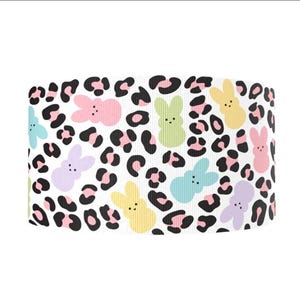 Cinta de grosgrain con estampado de leopardo de Pascua, conejito, flores de primavera y margaritas, de 3" (1 yarda), ideal para manualidades de boutique.