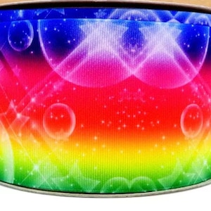 3 "(1 yard) Regenbogen hell fettes ombre Farbverlaufsblase Stern gedrucktes Ripsband schräges Bastelband