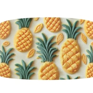 1,5 po. (1 yard) ananas look 3D ruban gros-grain imprimé fruits été ruban de création