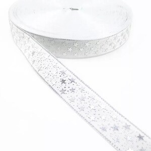 1"(1 Yard) Silberfolie geprägte USA 4th of Jul Flagge Ripsband Basteln Haarschleife Haarschleife Ripsband Schleife Girly Girly