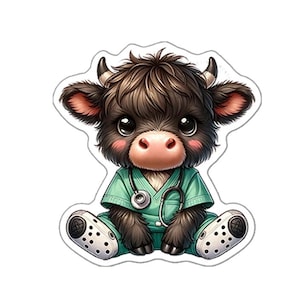 5 pièces Infirmière docteur Highland Cow Planar résine acrylique flatbacks Bow Center Scrapbooking embellissement décoration multi-usages