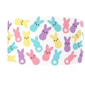 1,5 "(1 Yard) Oster Marshmallow Hase Kaninchen pastell rosa lila blau gelb Jelly Beans gedruckt Ripsband Bastelband