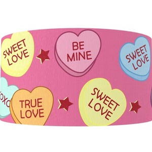 Cinta de grosgrain estampada con la frase "Love Valentine's Day sweetheart" de 1,5" (1 yarda) para manualidades