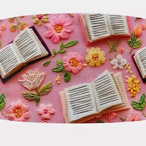 3 Zoll (1 Yard) Rosa Buch Bücher lesen lesen Schule Bibliothek gestickt Look Ripsband basteln Band zurück in die Schule