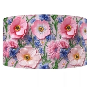 1,5 "(1 Yard) rosa Ripsband mit Stickerei in 3D-Optik bedrucktes Ripsband