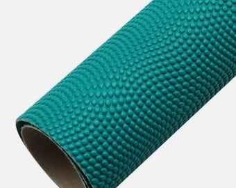 ロール状 ターコイズ アクア バブルパール型押し フェイクレザー ヴィーガン合成繊維 クラフト生地 12インチ x 55インチ フェルト裏地付き 簡単にカット可能 フルロール