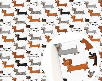 生地 ポリコットン ダックスフント ダックスフント 子犬 ペット 赤ちゃん 18インチ x 55インチ ヴィーガン 95/5% ポリエステル コットン 裁縫 クラフト 素材