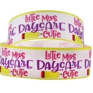 1 "(1 yard) Little Miss Daycare Cutie Back to Schule Bleistift Ripsband Basteln Haarschleife Band