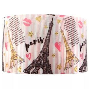 1,5" (1 yard) Paris Tour Eiffel vacances France ruban gros-grain imprimé ruban abstrait baiser romantique coeur