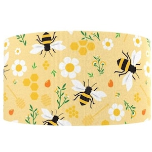 1.5&quot; (1 yard) Bee cloud garden flower yellow black white heart daisy grosgrain ribbon crafting ribbon