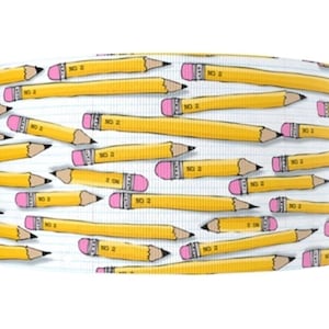1.5&quot; (1 yard) Back to School pencil printed grosgrain ribbon crafting ribbon