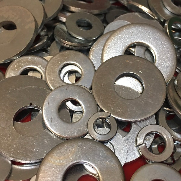 SILVER METAL WASHERS/Round Washers/Salvaged Metal/Metal Art/Round Metal Disc