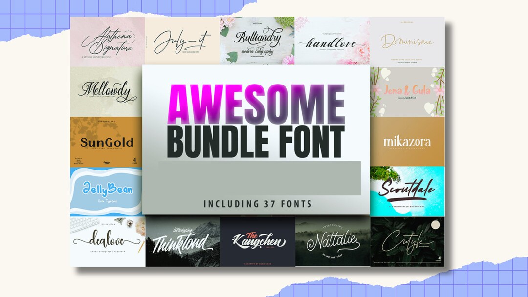 Awesome Font Bundle Canvas SVG Instant Digital Download procreate ...