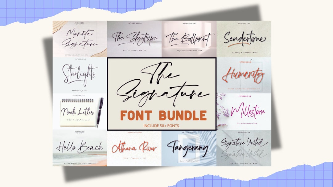 The Signature Font Bundle Canvas SVG Instant Digital Download procreate ...
