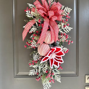 Christmas Swag for your front door, Christmas Poinsettia Swag, Farmhouse Swag, Holiday Swag, Housewarming Gift, Gift for Friend