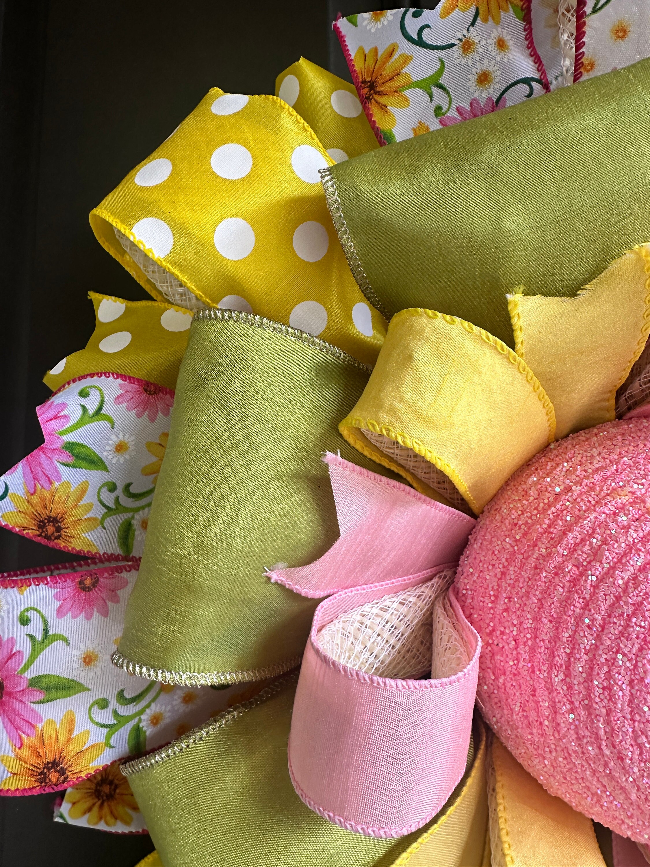 Spring Ribbon Wreath, Pink Bling Center, Hostess Gift - Etsy