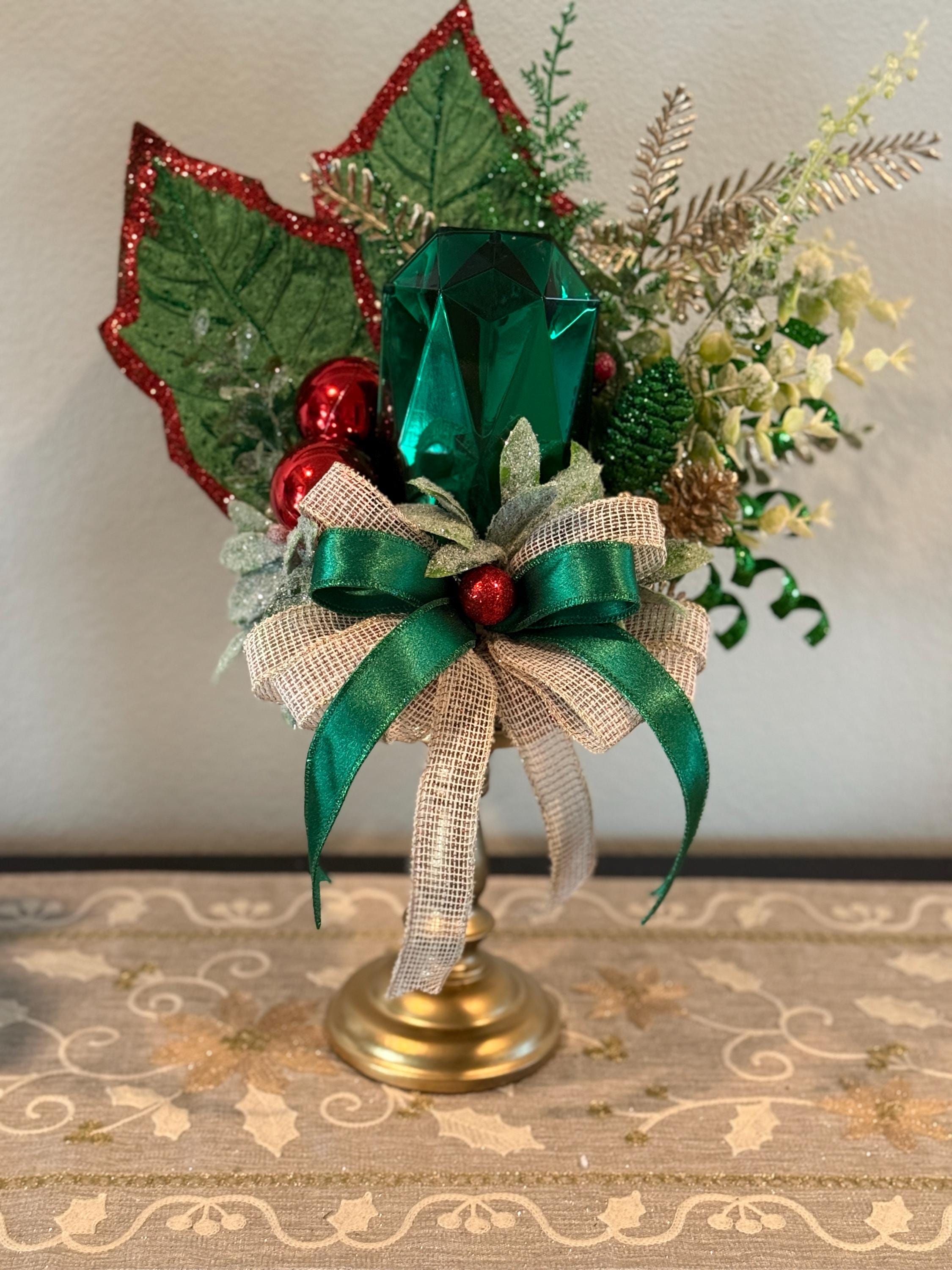 Emerald Jewel Candlestick Centerpiece