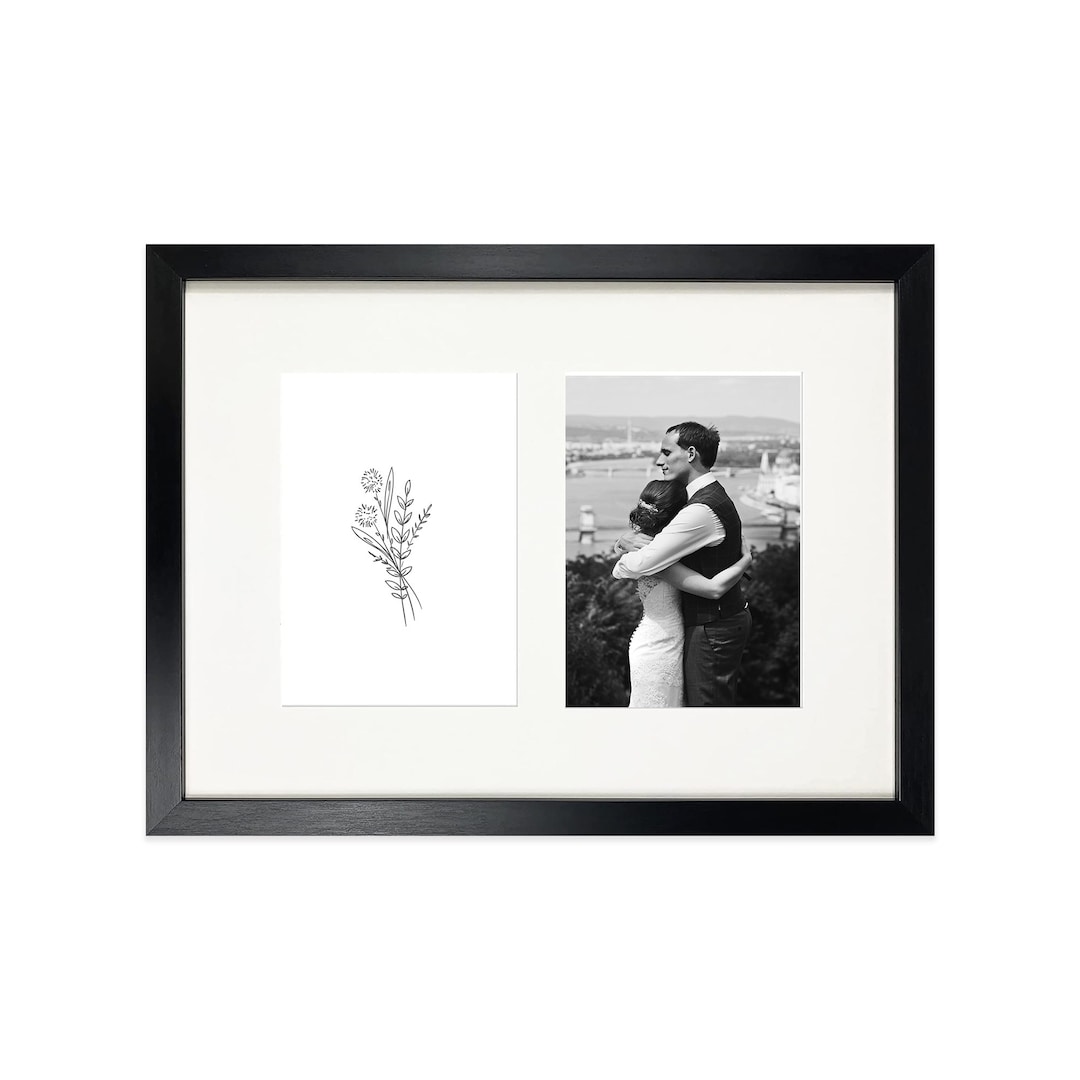 Thin Black Multi Frame 12x10 for X2 6x4 Photo Frame With Glass Double