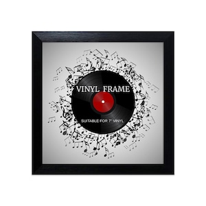 Black Vinyl Record Frame: 7" or 12" LP Album Display - Glass Window Wall Decor