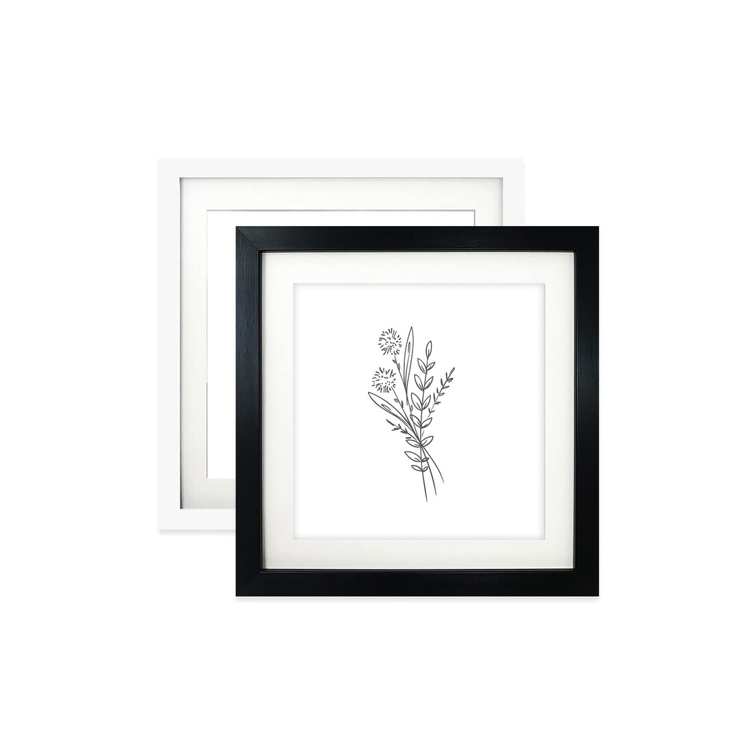 8x8 for 6x6 Small Square White / Black Photo Frame With Glass Window