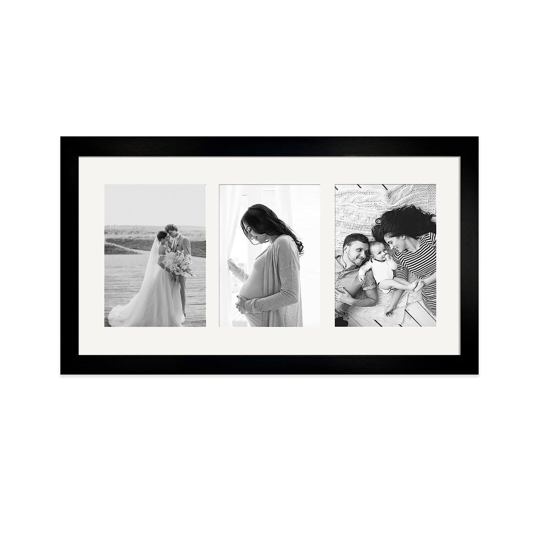 Black 16x9 for X3 6x4 Multi Photo Frame With Glass Window Poster