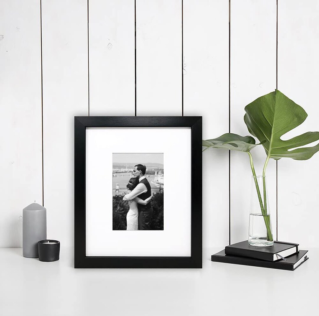 10x8 for 6x4 Small Black Photo Frame Thin Picture Frames Mounted Photo