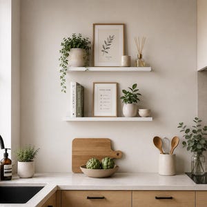 White Floating Shelves Set of 2, 70cm Picture Ledge Wall Shelves, Modern Display Shelf, Nursery Bookshelf, Bedroom & Living Room Decor