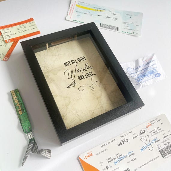 Travel Keepsake Box Frame: Ticket Display, Adventure Memory