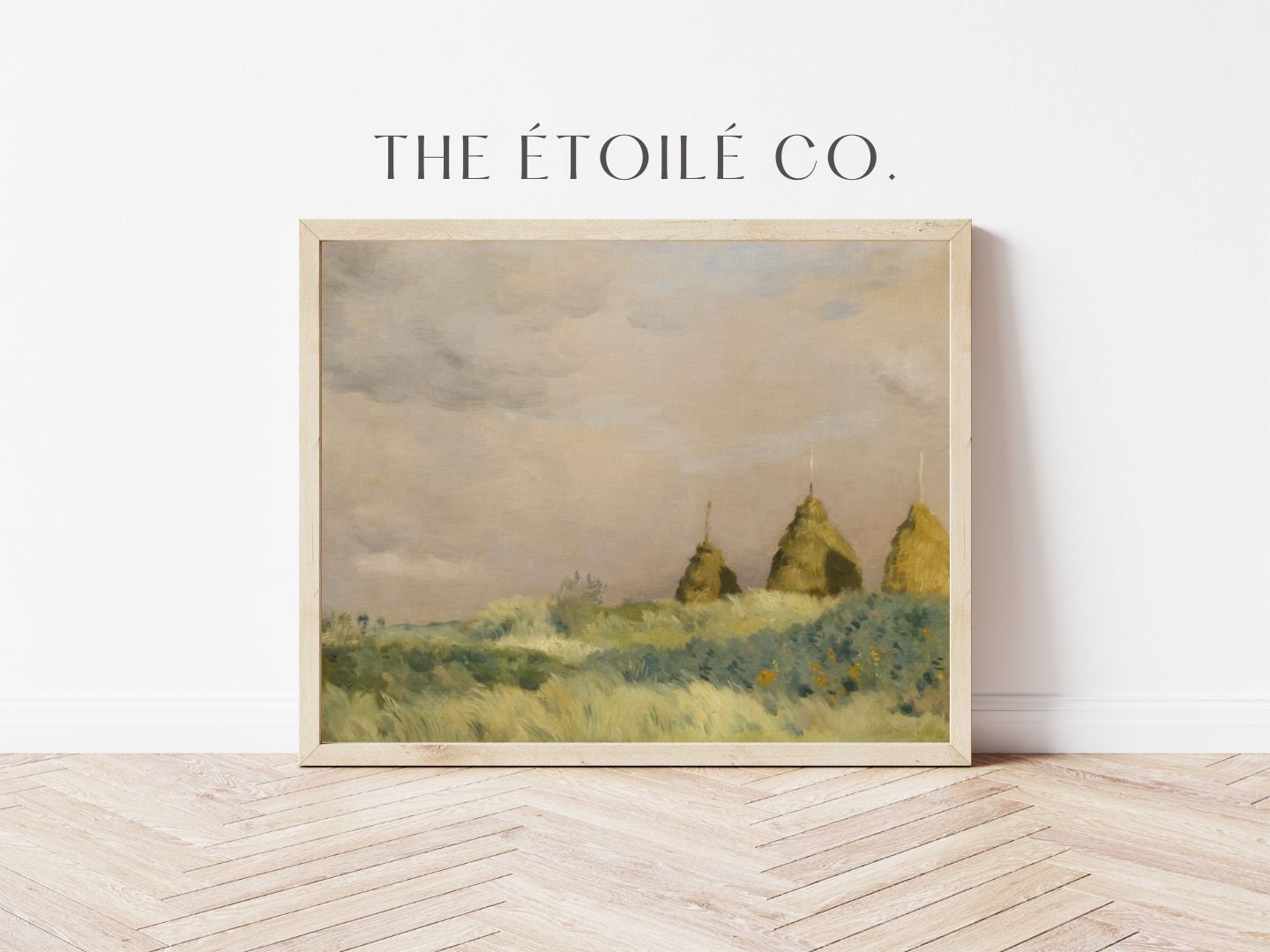 Rustic Farmhouse Wall Art, Antique Haystack Painting Print, Countryside ...