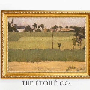 Lush Green Landscape Print, Antique Artwork, Rustic Wall Art, Countryside Decor, Printed Fine Art, Pastoral Scenery