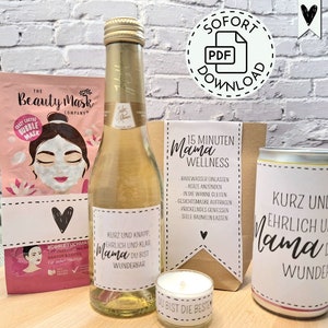 15分でママが健康になる方法 | PDF印刷可能テンプレート | 母の日、女性へのDIY直前ギフト | バッグに入ったウェルネス印刷可能テンプレート