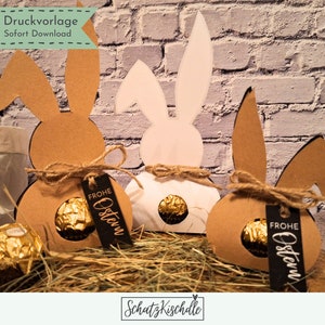 Regalo di Pasqua fai da te: modello di coniglietto pasquale | PDF stampabile | Idea regalo dell'ultimo minuto per adulti | Bomboniera per la festa di Pasqua | Piccolo pensiero di Pasqua