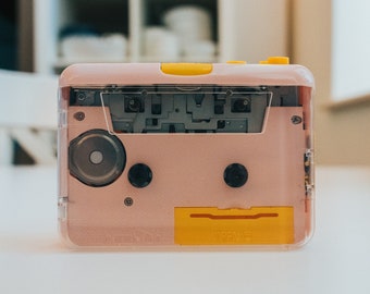 Tragbarer Stereo-Kassettenspieler – stilvoller/moderner Player – Pink (ganz neu)