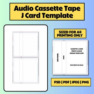 Kassettenband - J-Card Vorlagen zum Designen und Druck auf A4 Papier | Benutzerdefinierte Marken-Tonkassette | Gestalte dein eigenes Mixtape