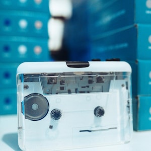 Reproductor de casete estéreo portátil, color blanco con volante de cobre (nuevo)