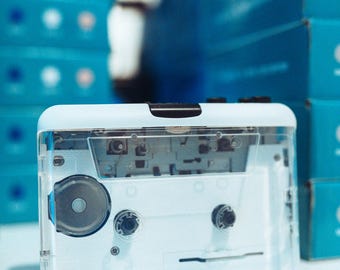 Portable Stereo Cassette Player - white with Copper Fly Wheels (Brand New)