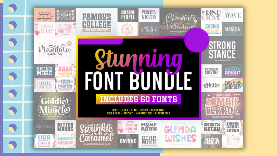 Stunning Font Bundle Instant Digital Download procreate Prints Vintage ...