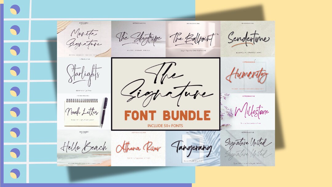 The Signature Font Bundle Instant Digital Download procreate Prints ...